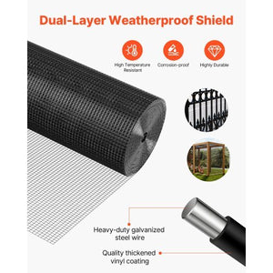 Hardware Cloth 60 in x 50 ft, 1/2 in 19 Gauge Galvanized Wire Mesh Roll, Weather-Resistant Vinyl Coated Chicken Wire Fencing, Heavy Duty Welded Garden Plant Fencing for Rabbit Cage Snake Fence