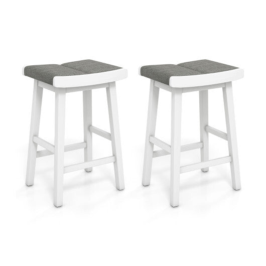 2 Pieces 26/31.5 Inch Upholstered Saddle Barstools with Padded Cushions-31.5 inches