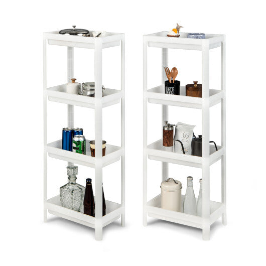 2 Packs 4-Tier Detachable Slim Storage Cart with Drainage Holes for Small Space-White