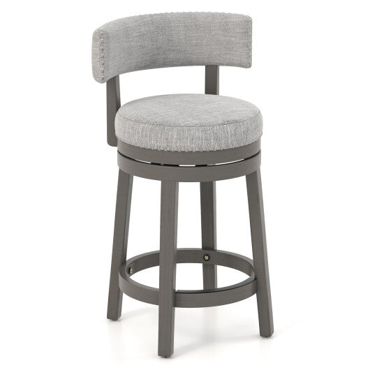 27/31 Inch Swivel Bar Stool with Upholstered Back Seat and Footrest-27 inches