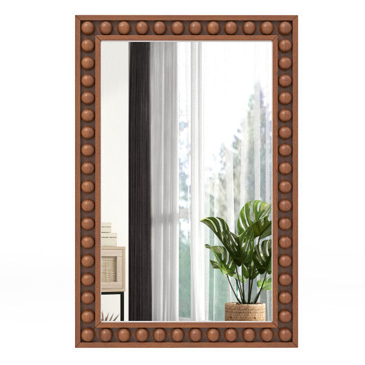 24 x 36 Inches Rustic Wall Mirror with Solid Wood Frame for Living Room  Bedroom-Brown