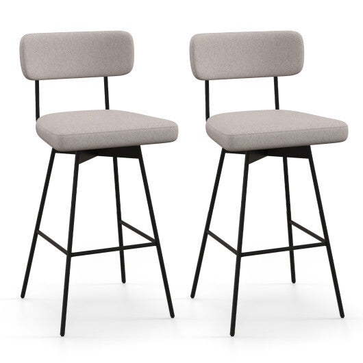 25 Inch Counter Height Upholstered Swivel Bar Stool Set of 2-beige