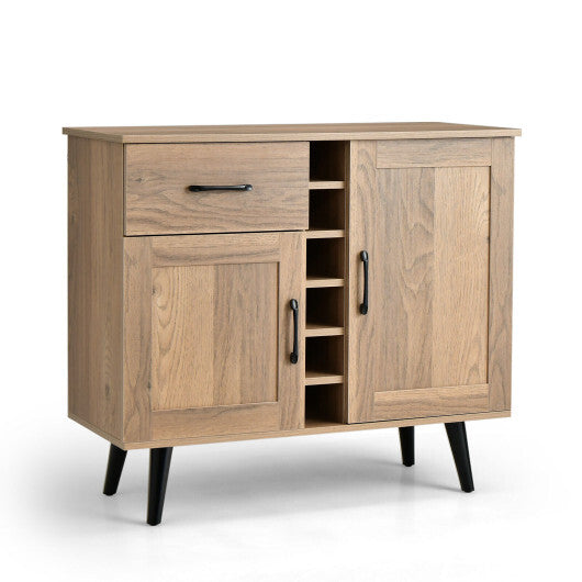 2-Door Buffet Sideboard with 6-Bottle Wine Rack Drawer