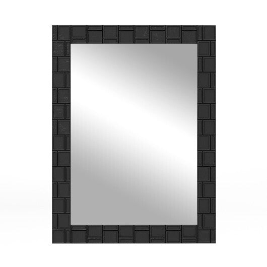 Wood Framed Wall Mirror Rectangle Vanity Mirror for Living Room Entryway-Black