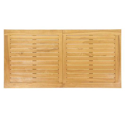 Indoor Outdoor Teak Wood Slatted Tabletop Panel Board Split in 2 Square