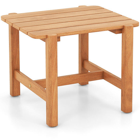 Patio Teak Wood Side Table with Slatted Tabletop for Yard