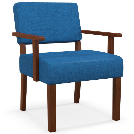 Linen Accent Chair Living Room Chair with Soft Padded Seat and Backrest-Blue