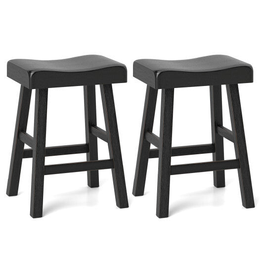 24 Inches Counter Height Stools Set of 2 with Footrest for Restaurant Cafe Pub-Black