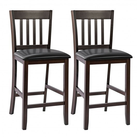 25 Inches Set of 2 Bar Stools with Rubber Wood Legs