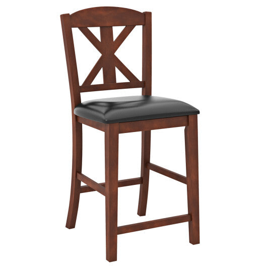 24 Inch Upholstered Dining Chair with Hollowed High Backrest Set of 2-Brown