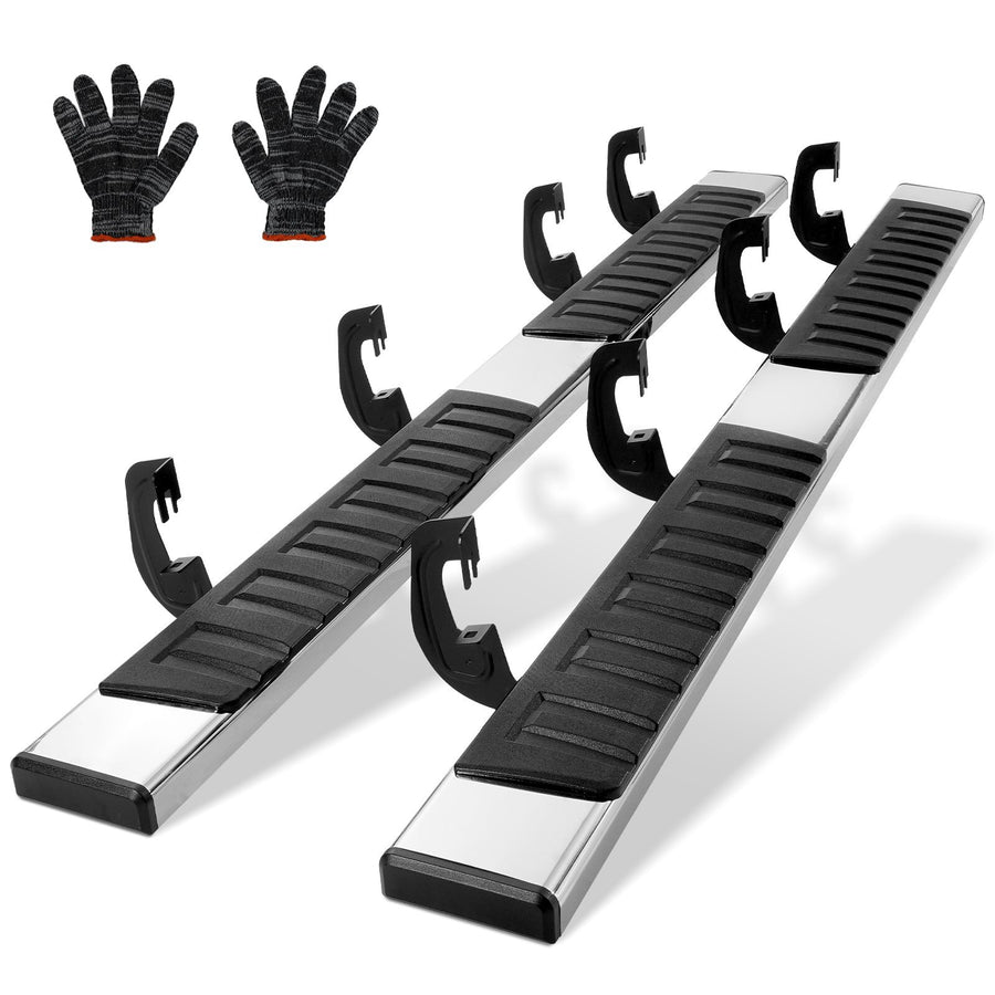 Running Boards, 6" Step Bars Compatible with 2007-2018 Chevy Silverado/GMC Sierra 1500 Crew Cab/2019 2500HD 3500HD 1500 LD, 201 Stainless Steel Side Steps Nerf Bars, 500LBS Capacity, 2 Piece