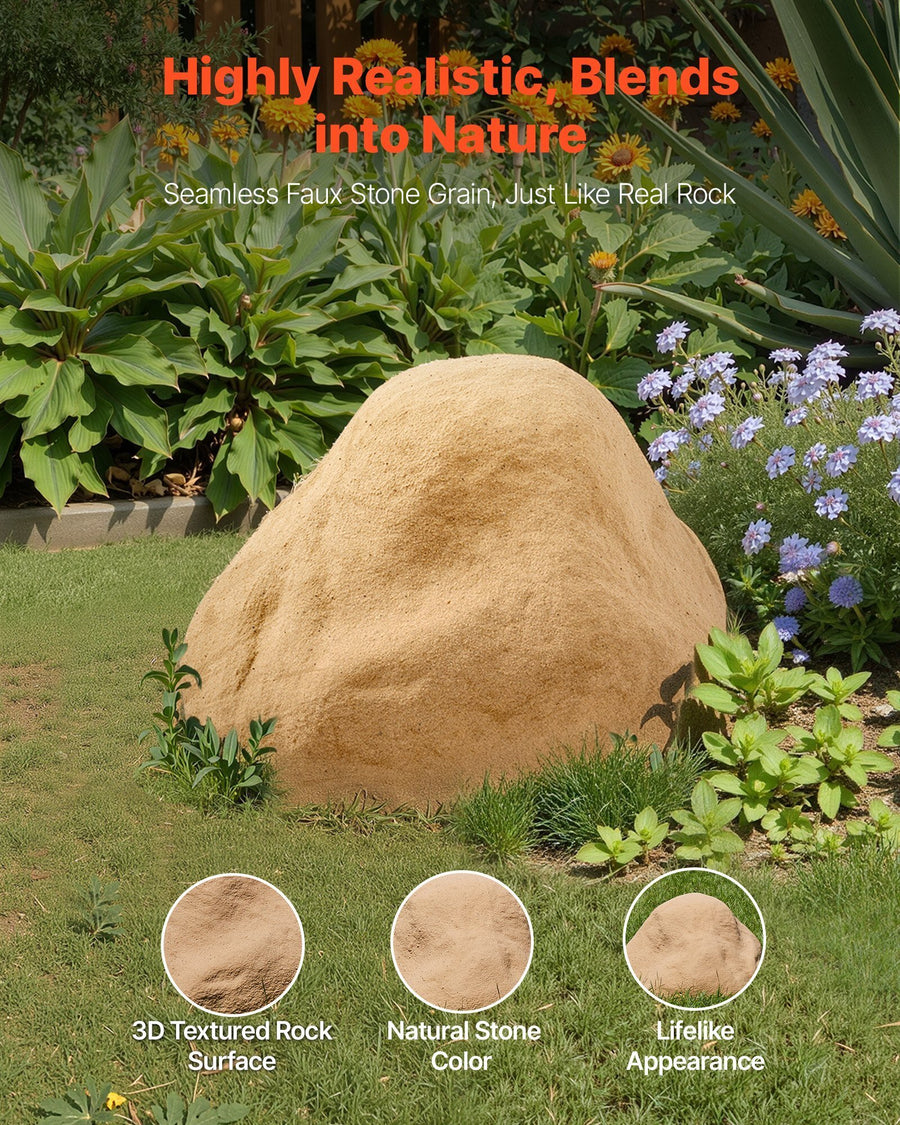 Faux Rock Cover, Outdoor Fake Rock Well Pump Cover, Realistic Natural Texture, Lightweight & Weather-Resistant Polyresin Artificial Boulder for Landscaping Garden Yard D?cor, Sand, Small Size