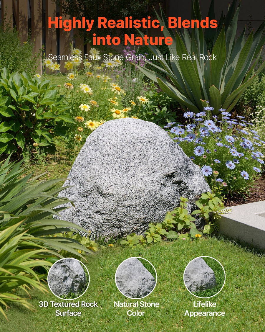 Faux Rock Cover, Outdoor Fake Rock Well Pump Cover, Realistic Natural Texture, Lightweight & Weather-Resistant Polyresin Artificial Boulder for Landscaping Garden Yard D?cor, Grey, Small Size