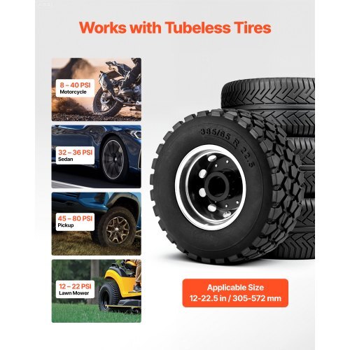 Portable Tire Bead Seater, 2.6 Gal/10 L Air Bead Blaster, Handheld Tire Inflator Tool, 87-116 PSI Operating Pressure, Trigger Seating Inflator for Car, Compact SUV, Light Truck, E-Bike, RV, ATV