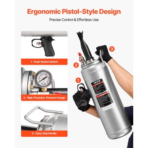 Portable Tire Bead Seater, 2.6 Gal/10 L Air Bead Blaster, Handheld Tire Inflator Tool, 87-116 PSI Operating Pressure, Trigger Seating Inflator for Car, Compact SUV, Light Truck, E-Bike, RV, ATV