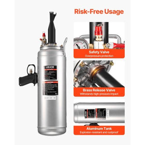Portable Tire Bead Seater, 2.6 Gal/10 L Air Bead Blaster, Handheld Tire Inflator Tool, 87-116 PSI Operating Pressure, Trigger Seating Inflator for Car, Compact SUV, Light Truck, E-Bike, RV, ATV