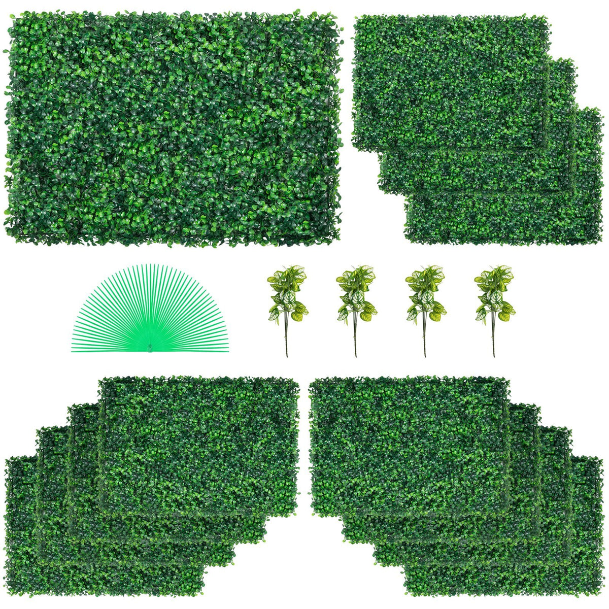 12PCS 24"x16" Grass Wall Panels for 32 SQ Feet, Boxwood Hedge Wall Panels, Artificial Grass Backdrop Wall 1.6", Privacy Hedge
