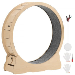 Cat Exercise Wheel, 48 in Wooden Cat Running Wheel for Indoor Cats up to 28 lbs, Cats Treadmill with Carpeted Runway & Locking Mechanism, Quiet Roller Kitten Sport Toys for Pets Fitness & Health