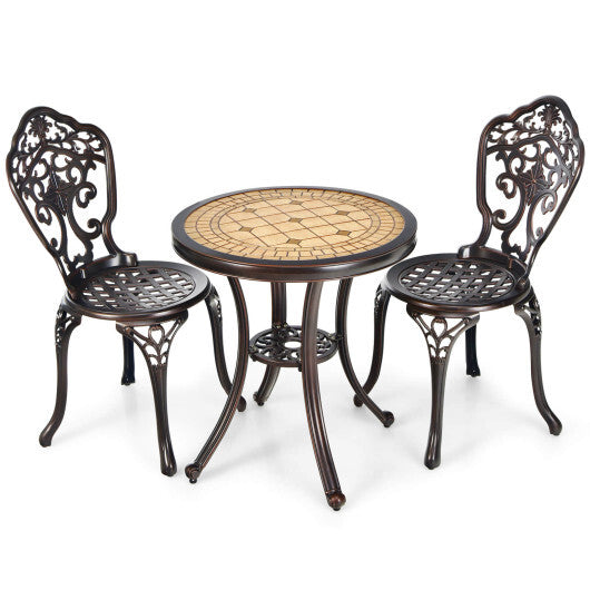 3-Piece All-Weather Cast Aluminum Patio Bistro Set-Copper