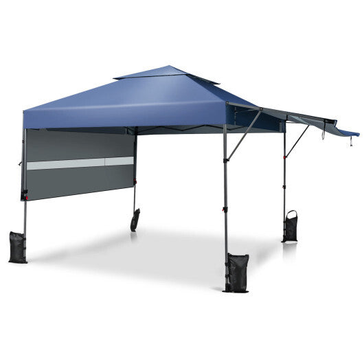 10 x 17.6 Feet Outdoor Instant Pop-up Canopy Tent with Dual Half Awnings-Blue