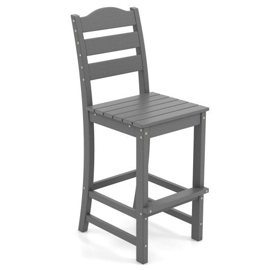 30 Inches Counter Height HDPE Bar Stool with Backrest and Footrest-Gray