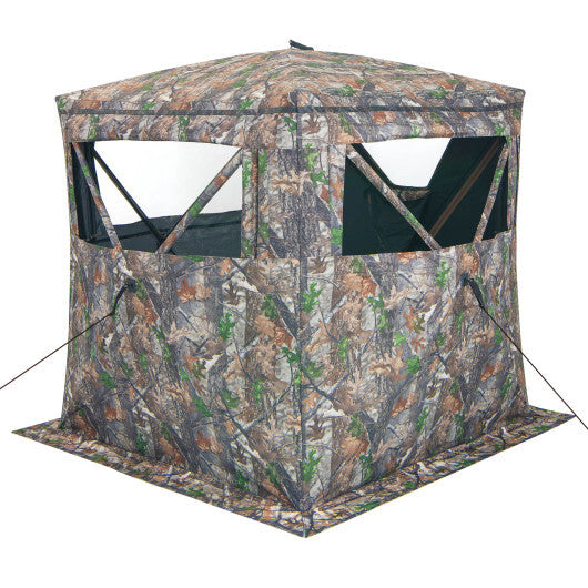 2-3 Person Hunting Blind Portable Pop Up Ground Tent with Carry Bag and Storage Pocket