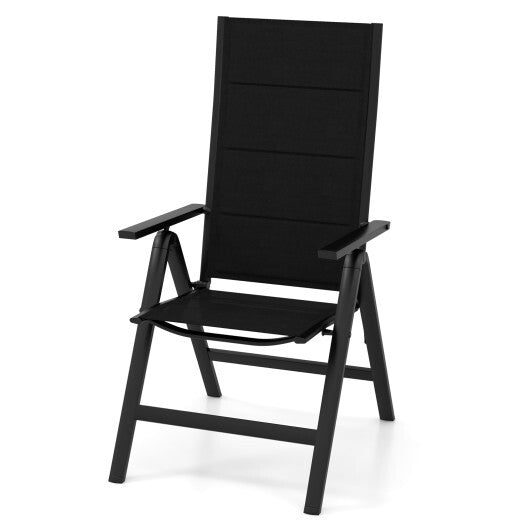 Outdoor Dining Chair with Soft Padded Seat and 7-Position Adjustable Backrest-Black