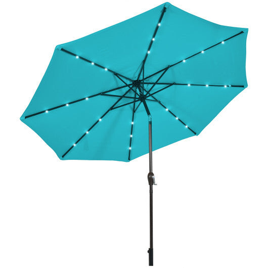 10 Feet Outdoor Patio Umbrella with Bright Solar LED Lights-Turquoise - Color: Turquoise - Size: 10 ft