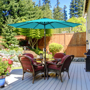 10 Feet Outdoor Patio Umbrella with Bright Solar LED Lights-Turquoise - Color: Turquoise - Size: 10 ft
