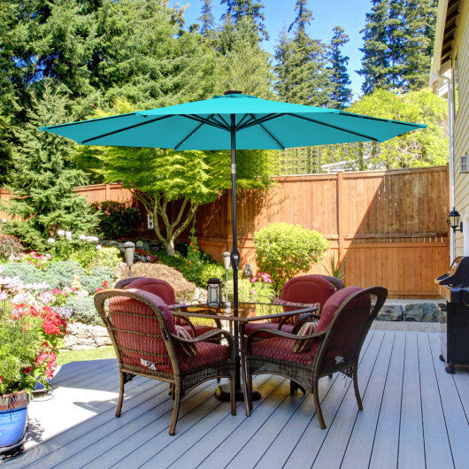 10 Feet Outdoor Patio Umbrella with Bright Solar LED Lights-Turquoise - Color: Turquoise - Size: 10 ft