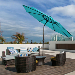 10 Feet Outdoor Patio Umbrella with Bright Solar LED Lights-Turquoise - Color: Turquoise - Size: 10 ft