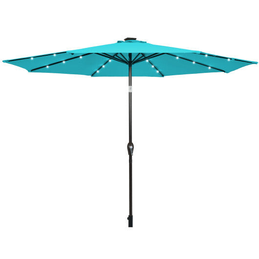 10 Feet Outdoor Patio Umbrella with Bright Solar LED Lights-Turquoise - Color: Turquoise - Size: 10 ft