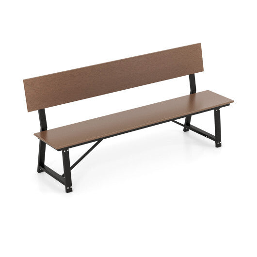 72 Inch Extra Long Bench with All-Weather HDPE Seat & Back for Yard Garden Porch-Brown