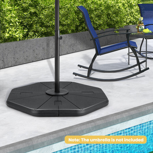 4-Piece Fillable Umbrella Base Stand for Garden Yard Poolside - Color: Black