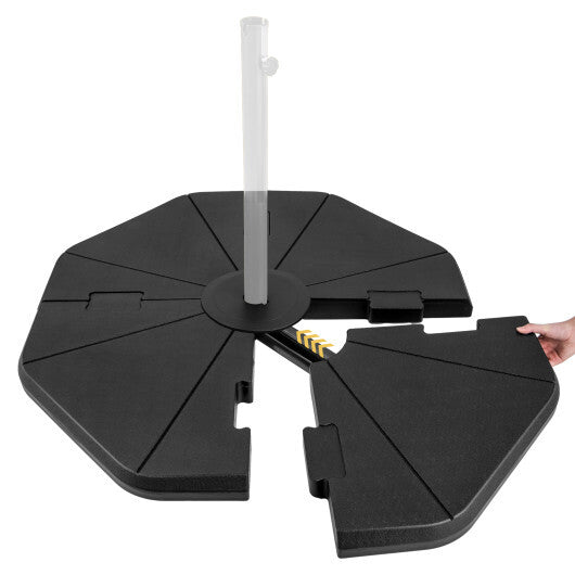 4-Piece Fillable Umbrella Base Stand for Garden Yard Poolside - Color: Black
