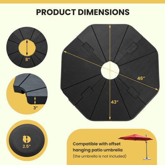 4-Piece Fillable Umbrella Base Stand for Garden Yard Poolside - Color: Black