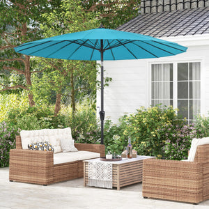 9 Feet Round Patio Umbrella with 18 Fiberglass Ribs-Turquoise - Color: Turquoise