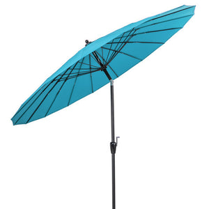 9 Feet Round Patio Umbrella with 18 Fiberglass Ribs-Turquoise - Color: Turquoise