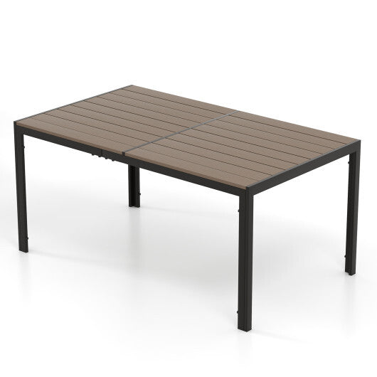 59 x 35 Inch Large Outdoor Rectangle Dining Table with Metal Legs