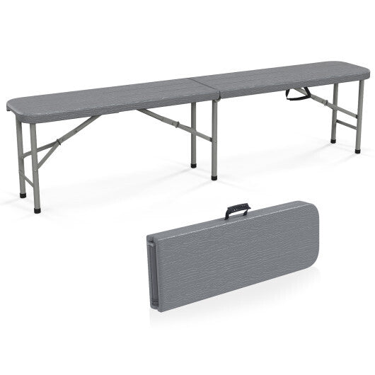 6 Feet Folding HDPE Bench with 1320 LBS Capacity and Handle Lock-Gray