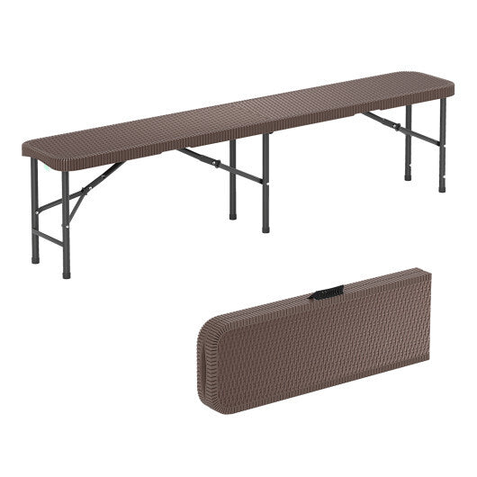 6 ft Plastic Folding Bench with 1320 LBS Capacity and Handle-Brown