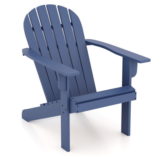 Acacia Wood Lounge Patio Adirondack Chair with Inclined Seat-Blue