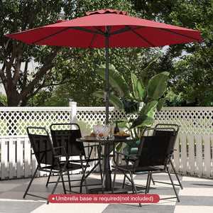 Outdoor Heavy Duty Market Umbrella with Crank Handle and 8 Sturdy Ribs-Red - Color: Red