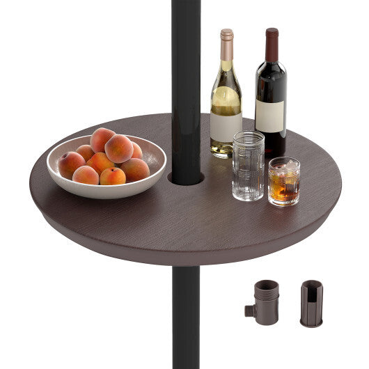 20 Inch Outdoor Adjustable Umbrella Table for 2 Sizes Patio Umbrella Pole-Coffee - Color: Coffee