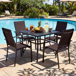Patio Dining Chairs Set of 2/4/6 Stackable Outdoor Armchairs-Set of 2 - Color: Coffee - Size: Set of 2