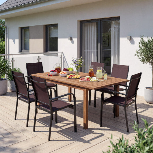 Patio Dining Chairs Set of 2/4/6 Stackable Outdoor Armchairs-Set of 2 - Color: Coffee - Size: Set of 2
