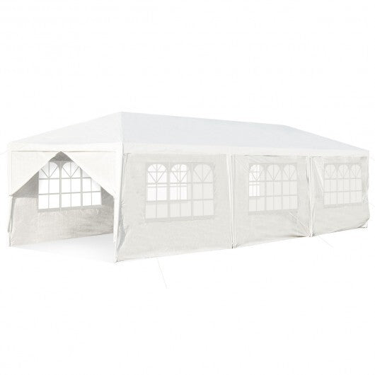 10 x 30 Feet Outdoor Canopy Tent with 6 Removable Sidewalls and 2 Doorways-White