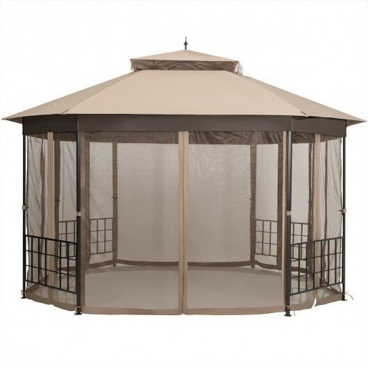 10'x 12' Octagonal Patio Gazebo-Brown