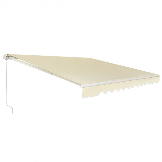 13  8 Feet Retractable Patio Awning Aluminum Deck Sunshade-Beige