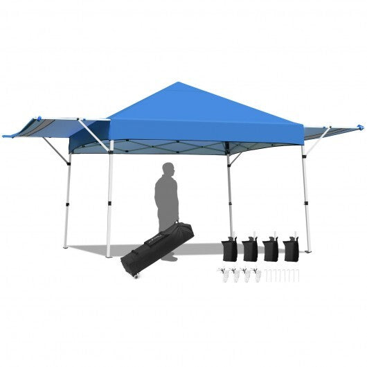 17 Feet x 10 Feet Foldable Pop Up Canopy with Adjustable Instant Sun Shelter-White